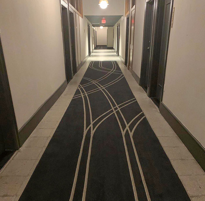 Carpet With Tracks In A Hotel In An Old Train Station