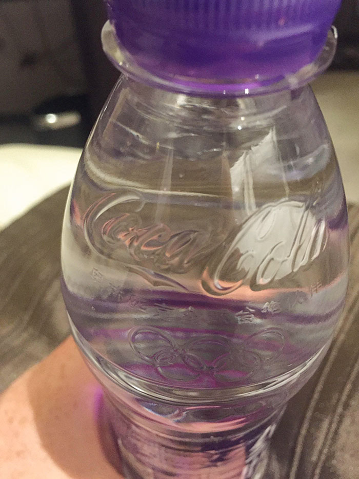 The Complimentary Water In My Beijing Hotel Comes In Coke Bottles Recycled From The Olympic Games In Beijing 10 Years Ago