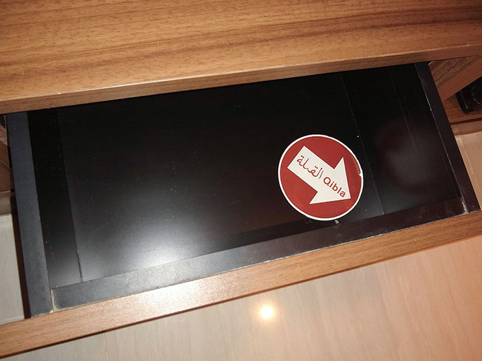 This Sticker Hidden In My Hotel Drawer In Singapore Discreetly Pointing Towards Mecca So Muslims Know Which Way To Pray