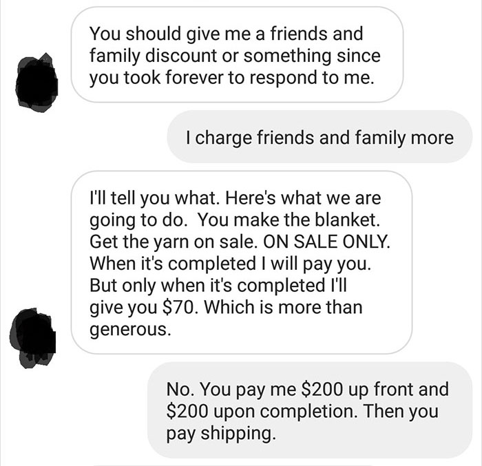 Person Shares How She Shut Down This Annoying Choosing Beggar Who Wanted To Pay $15 For A $400 Blanket