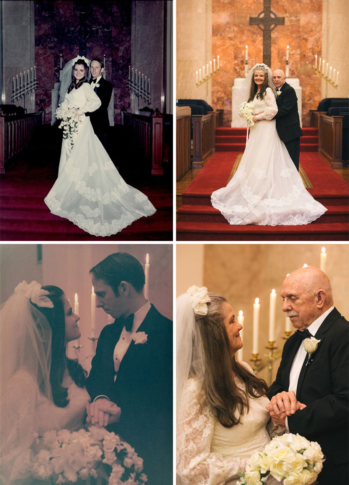 Couple Recreates Wedding Photos After 50 Years Of Being Married