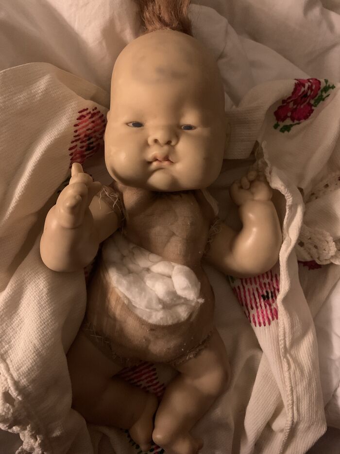 Sweet Baby! She Was My Grandmothers, My Moms And Then Mine. We Made Her A New Body Out Of Cotton Balls And Panty Hose About 20 Years Ago. I Loved Sweet Baby So Much And Wanted To Take Her Everywhere. It Embarrassed My Dad So Much 😂
