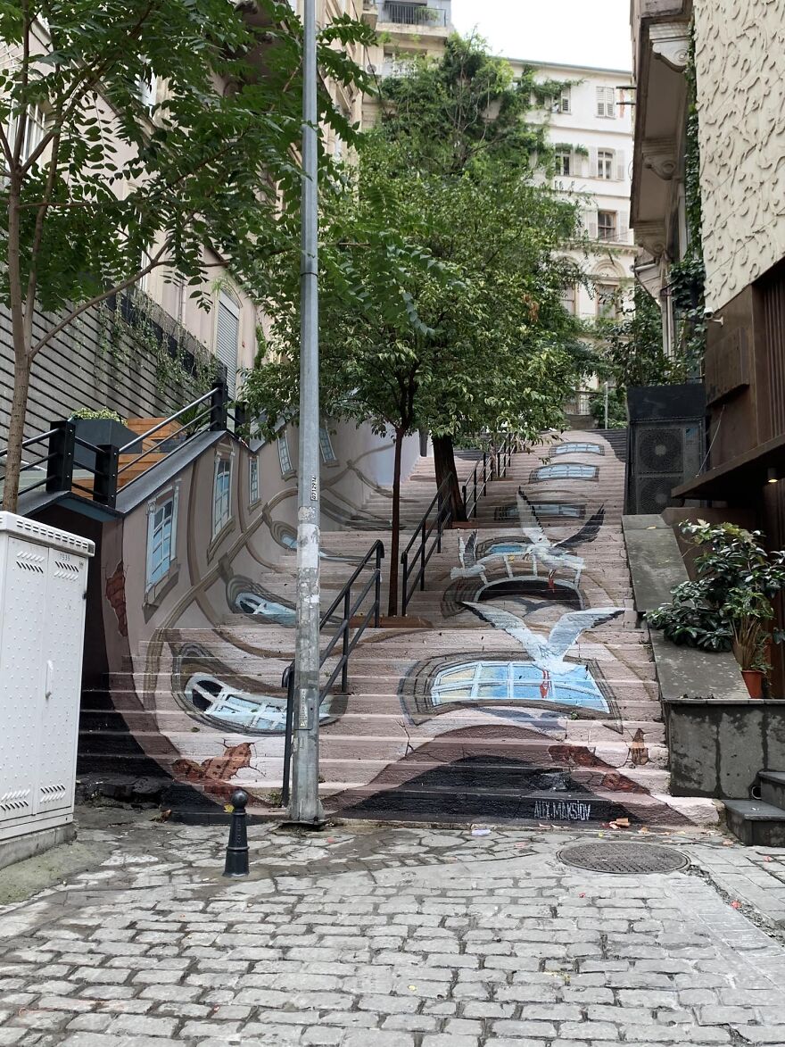 Optical Illusion On The Stairs In Istanbul