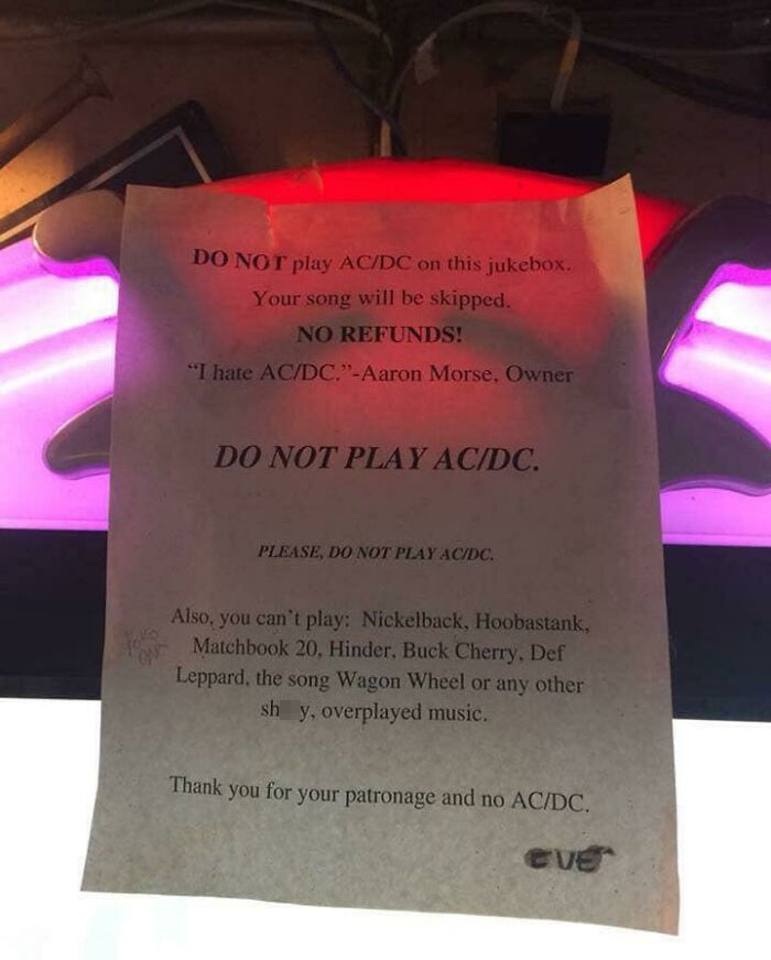 Do Not Play Ac/Dc. Found On Fb And Thought It Belonged Here