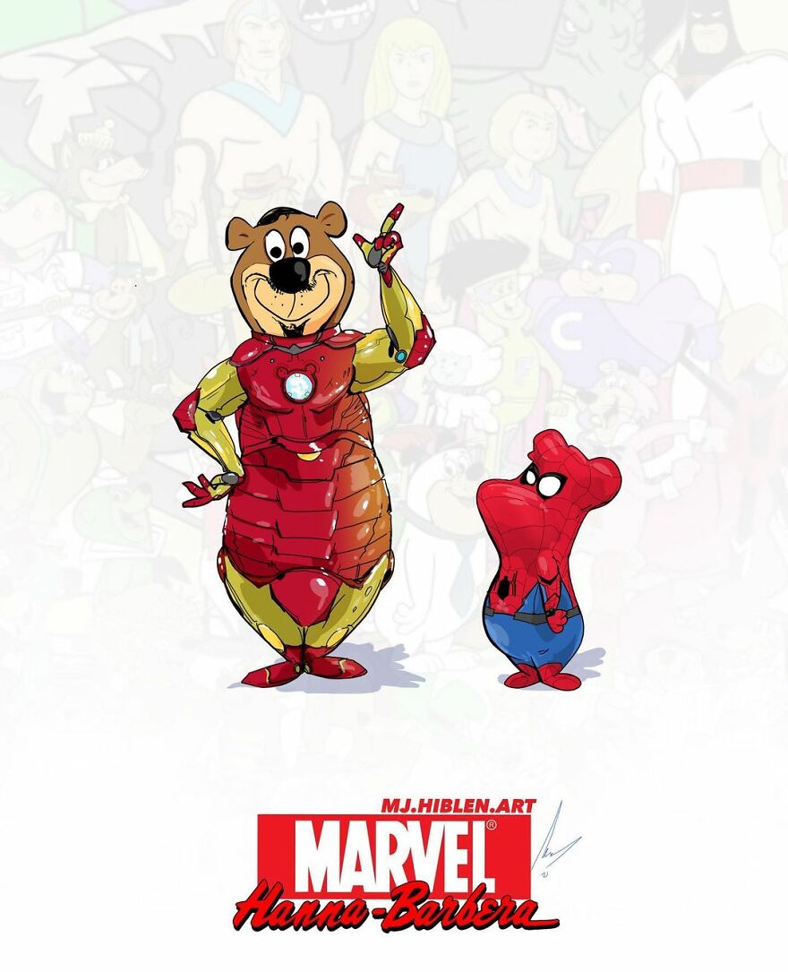 Yogi And Boo-Boo As Iron Man And Spider-Man