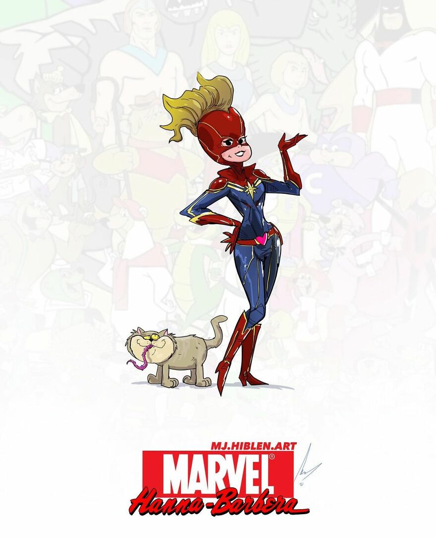 Penelope Pitstop And Spot As Captain Marvel And Goose