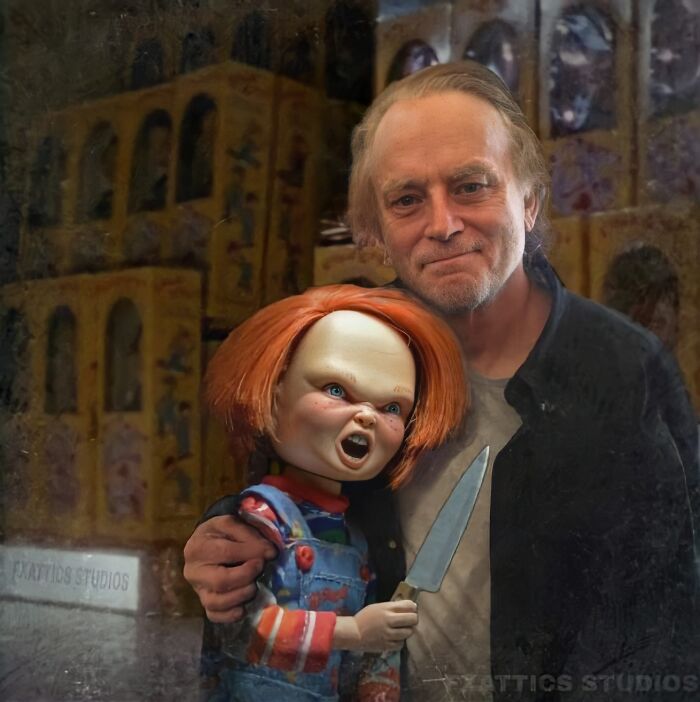 Chucky y Brad Dourif de "El muñeco diabólico"
