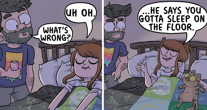 30 New Relatable And Funny Comics About Everyday Life With Four Cats And A Fiancé By This UK Artist