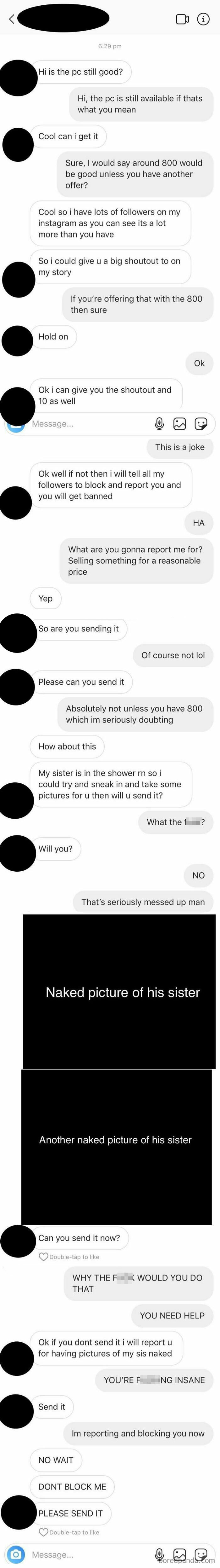 Kid (I Assume) Tries To Trade My Old PC For Nudes Of His Sister