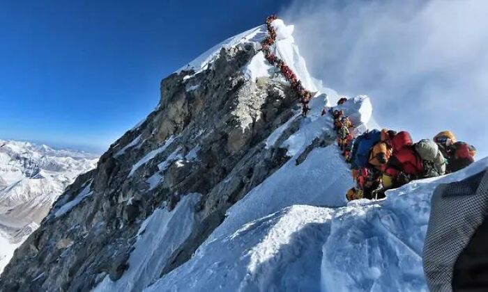 Til That Mount Everest Became So Popular That In 2019 There Was A 12 Hours Long Line Of Around 200 People At The Very Peak, With A Few People Dying Because Of It