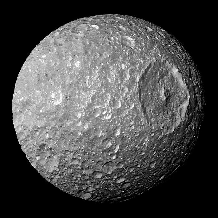 Til The Death Star Was Actually Designed Before We Could See The Massive Crater On Mimas, One Of Saturn's Moons, Meaning Its Resemblance Is Purely Coincidental.