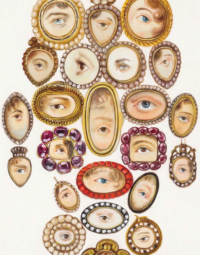 Til About Lover’s Eye Art. Jewelry Popular In The Late 1700s And Early 1800s When Stylish Aristocratic Englishmen And Women Often Wore The Miniature Portraits Depicting Their Spouse Or Lover. Because The Tiny Watercolors Revealed Only The Eye, The Subject’s Identity Was Kept Secret.