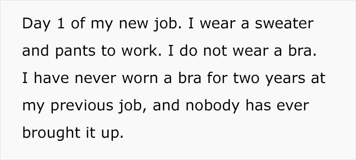 Woman Doesn't Wear A Bra At Work Despite Her Coworkers Complaining, Asks If She's Being A Jerk