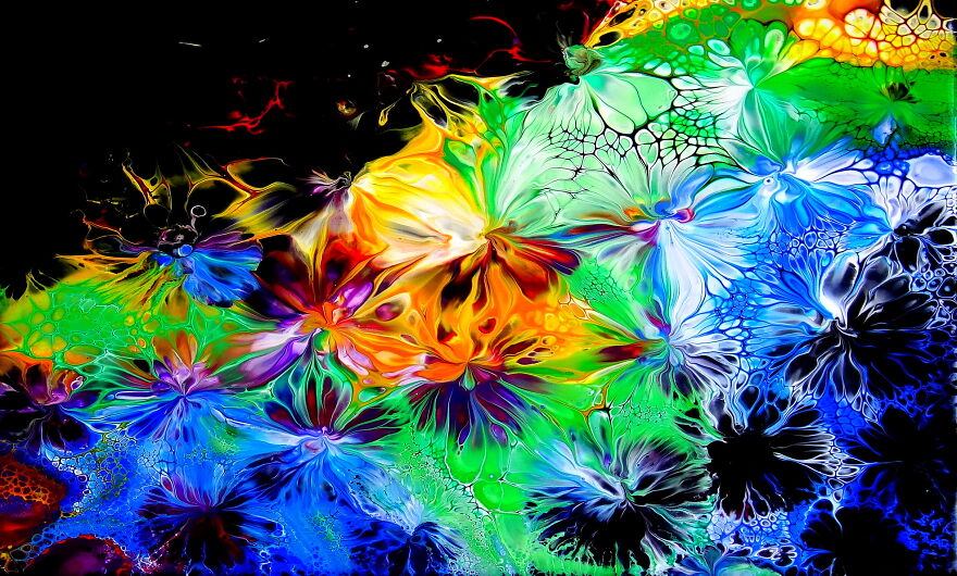 Rainbow In Open Cup With Balloon Kisses ~ Acrylic Pour Painting Rainbow In Open Cup With Balloon Kisses ~ Acrylic Pour Painting