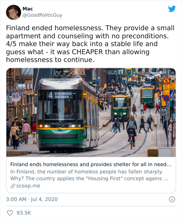 Finland brings down homelessness to 0.08%, and this is how they did it.