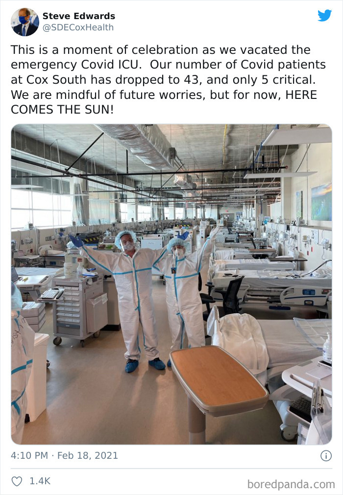 Hospital In My Home Town Celebrates That Their Covid-19 ICU Ward Is Empty For The First Time Since July 2020