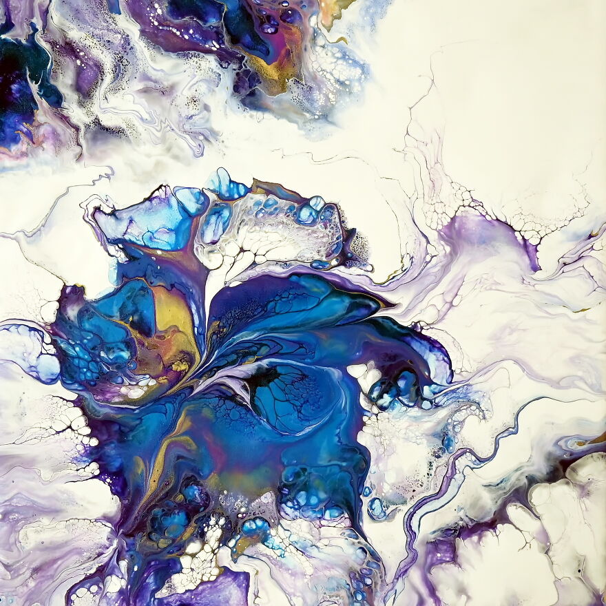 Enzian Flower ~ Painting With Marbles And Mouth Blow ~ Painting Without Brush ~ Fluid Art Enzian Flower ~ Painting With Marbles And Mouth Blow ~ Painting Without Brush ~ Fluid Art