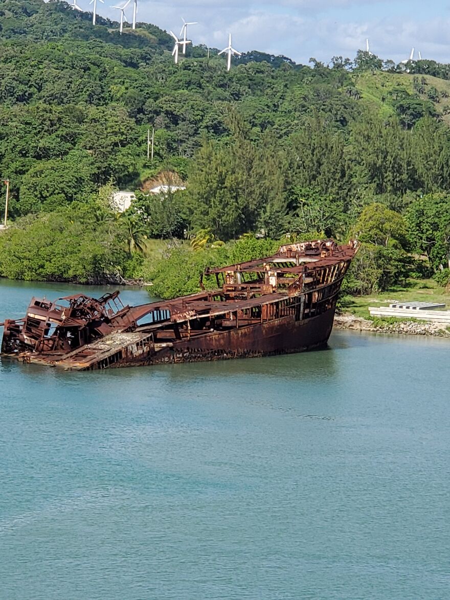 Sunken Ship In The Caribbean.