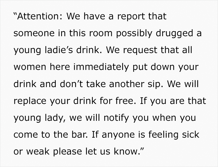People Are Applauding How This Bar Dealt With Someone Spiking A Woman's Drink