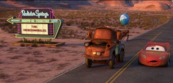In Cars 2 (2011), A Drive-In Theatre Is Playing "The Incredimobiles"
