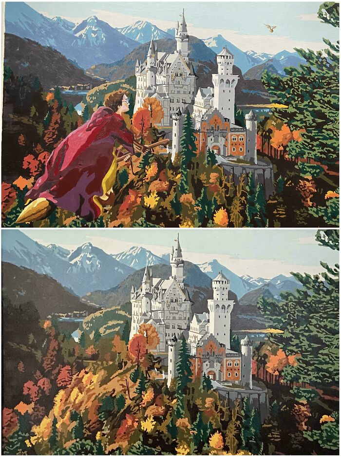 Neuschwanstein Or Hogwarts? Acrylic On Vintage Paint-By-Number