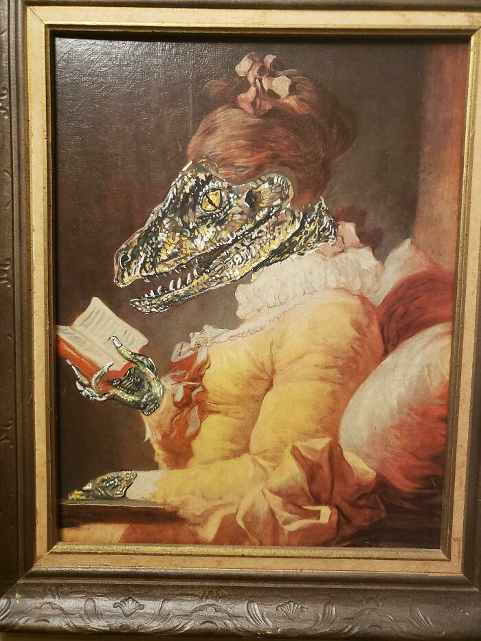 A Young Saurian Reading