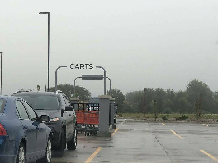 The Carts Sign Letters Appear To Float In The Air