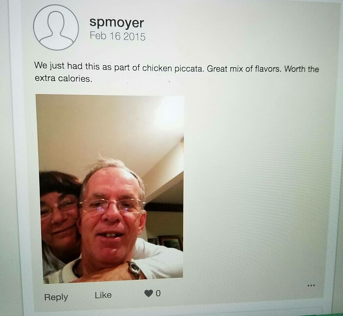 Older Couple Includes Selfie In Review Of Angel Hair Pasta