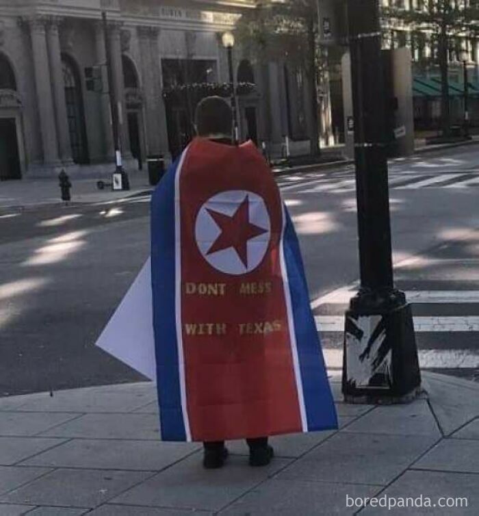 (Sad) Mistake A North Korean Flag For A Texan Flag