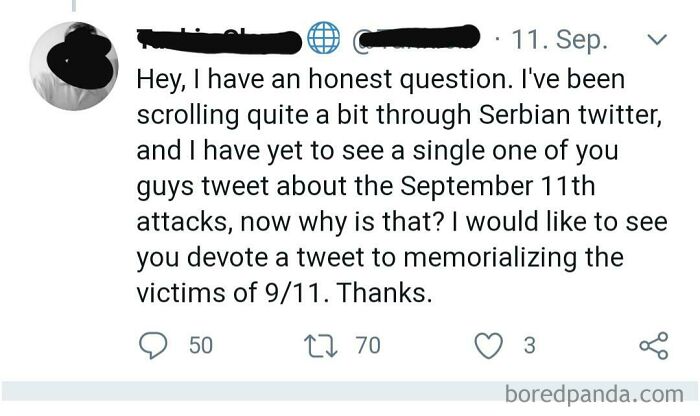 "I Would Like To See You Devote A Tweet To Memorializing The Victims Of 9/11. Thanks"