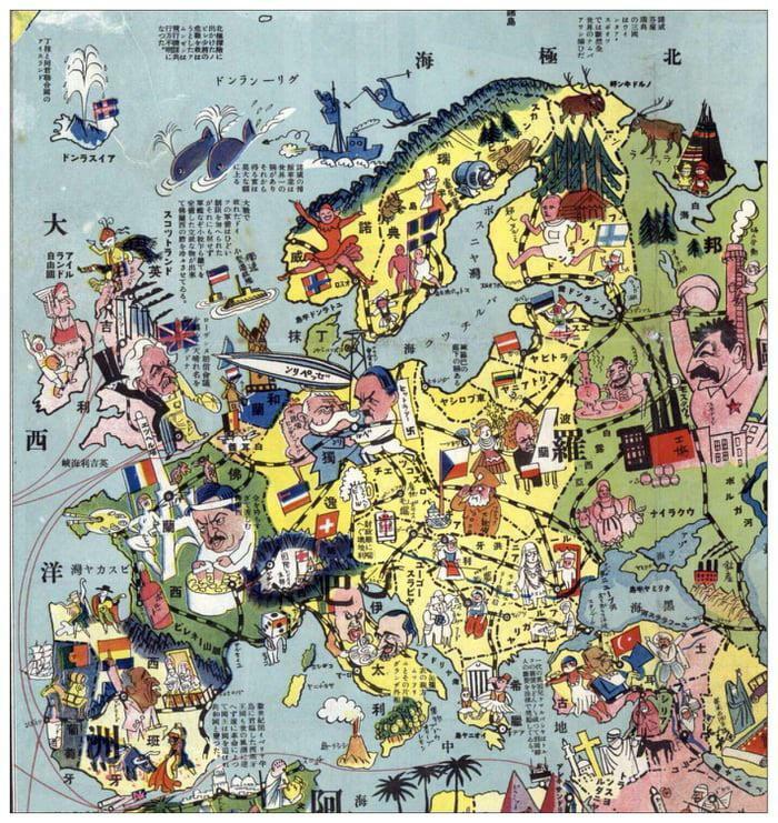 A Japanese Map Of European Stereotypes, 1932