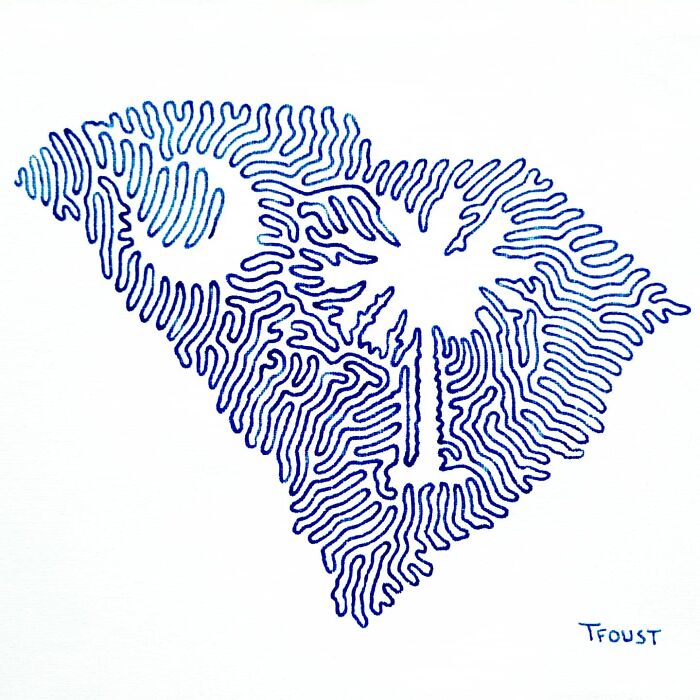 I Intend To Draw All States And Regions With One Line And I Recently Finished South Carolina
