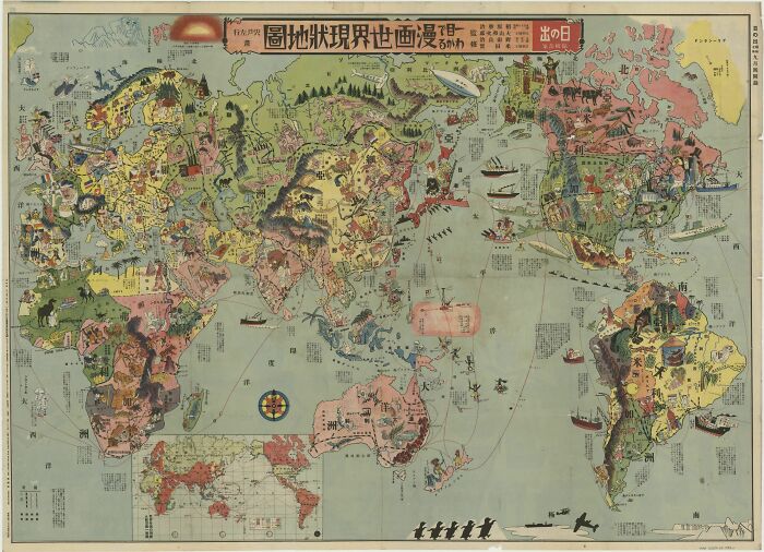 Japanese Pictorial Map Of The World From 1933