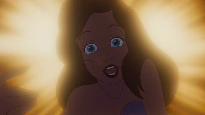 In 'The Little Mermaid', When Ariel Rescues Eric From Drowning And Sings To Him, She Is Backlit Making Her Hair Appear Dark Brown/Black. It Makes It Even More Conceivable That Eric Believes The Dark-Haired Human Version Ursula Was The One Woman That Rescued Him