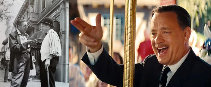 Saving Mr Banks (2013) References Disney’s Censorship Of The Smoking Habits Of Walt Disney. In Real Life, They Airbrushed Cigarettes Out Of His Hands In Many Old Photos, Leaving Him With An Odd Two-Finger Salute