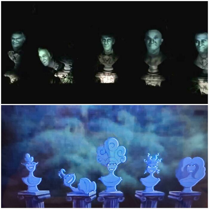 The Muses In Hercules (1997) During "I Won't Say (I'm In Love)" Are Depicted As Busts That Are Arranged Like The Singing Busts In Disney's Haunted Mansion Ride