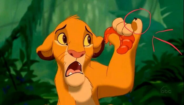 In Disney’s “The Lion King” Simba Eats The Bugs With His Pinky Up. This Is A Reference To His Royal Background And Manors Due To His Father Being The “King” Of The Jungle