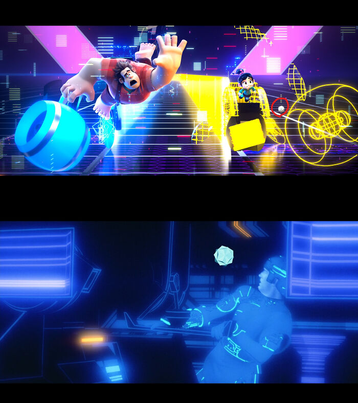 In "Ralph Breaks The Internet" When The Tron Game Glitches, A Small Floating Item Can Be Seen For A Couple Of Seconds. This Is The Character "Bit" From The Original 1982 Disney Film "Tron"