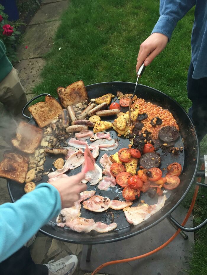 My Spanish Mate Has A Paella Pan. Asked To Borrow It And Put It To Good Use Yesterday