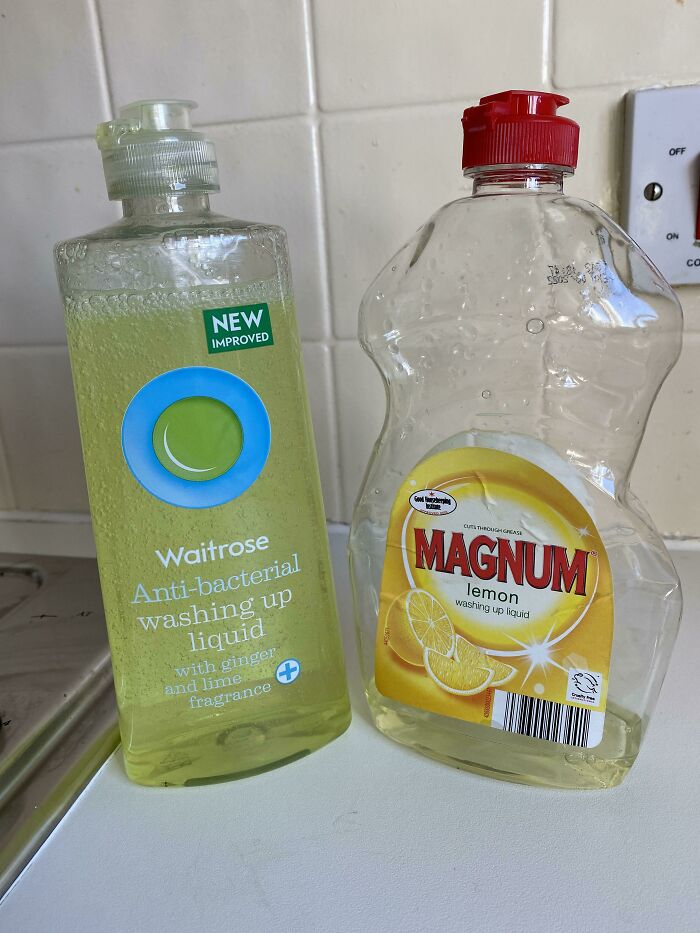 Refilling The One Time Purchased Waitrose Washing Up Liquid With The Classic Aldi Purchase On A Weekly Basis To Maintain A Certain Level Of Grandeur