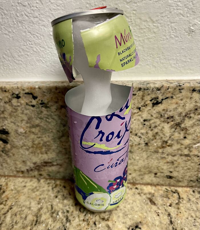 La Croix Froze Mid Explosion In The Back Of Our Refrigerator.