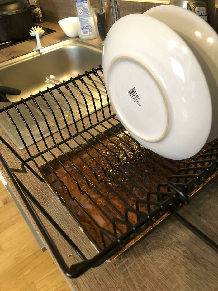 This Drying Rack’s Water Collection Tray Rusts On Contact With Any Water