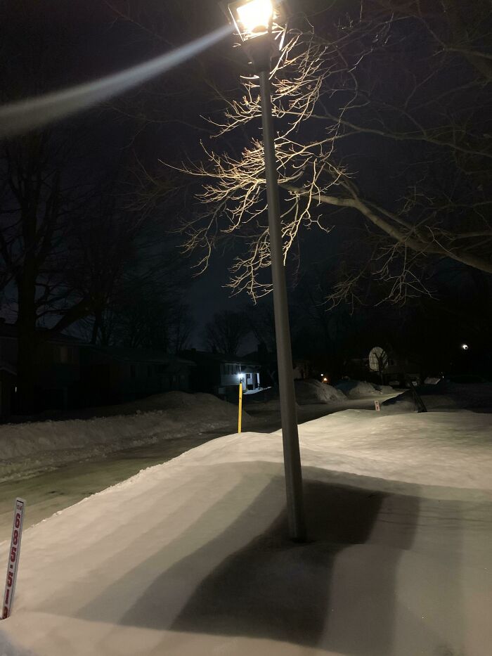 This Cool Pattern Cast On The Snow By Our Street Light