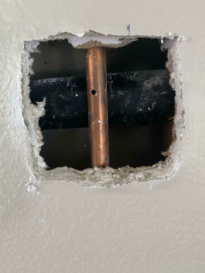 Went To Hang A Shelf And Hit A Water Line Instead Of A Stud