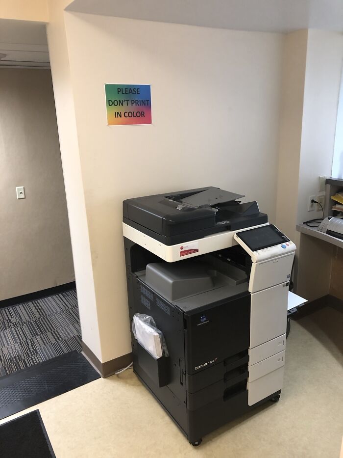 Our Boss Send Out An Email And Asked Us To Put Up A Sign In Order To Be More Cautious About Printing In Color. Let The Games Begin.
