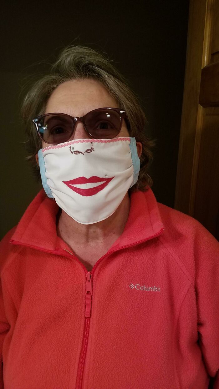My Grandmother Gave Herself A Nose Piercing & Lip Piercing On The Mask She Made