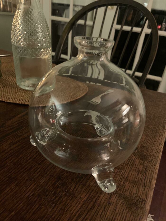 Found While Cleaning Out A Deceased Estate. At First Glance Looks To Hold Liquid, But Has A Large Hole In The Bottom So, What Is This Thing?