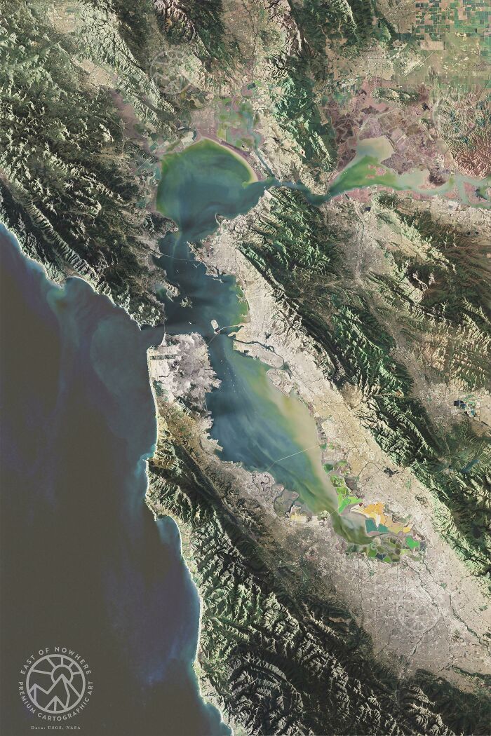 The Bay Area, California (Stylized Multispectral Imagery)