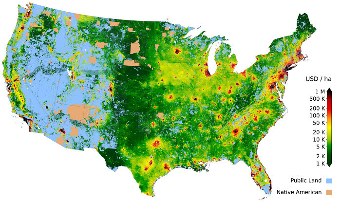 Value Of Private Land In The Contiguous United States