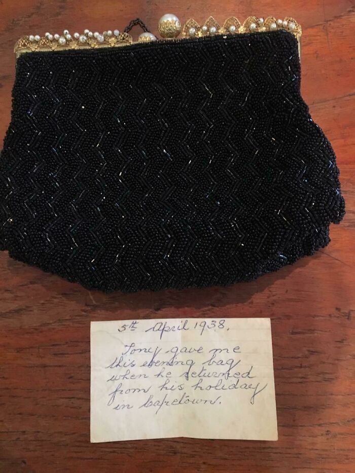 Was Told To Post Here: My Cousin Is Using This Bag Which Originally Belonged To Our Great Grandmother For Her Dance Tomorrow Night And Found A Note Which Has Been Hidden For 81 Years